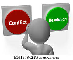 Resolution Conflict Buttons Show Fighting Or Arbitration