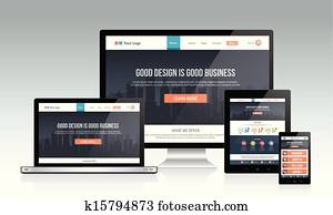 responsivo, site web, desenho