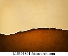 Retro background with old ripped paper and brown leather. Vector illustration