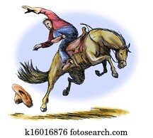 Rodeo Cowboy Falling off Horse Rodeo Cowboy Falling off Horse