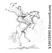 Rodeo Cowboy Riding Horse Rodeo Cowboy Riding Horse