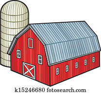 rote scheune, und, siloanlagen, (barn, und, kornkammer rote scheune, und, siloanlagen, (barn, und, kornkammer