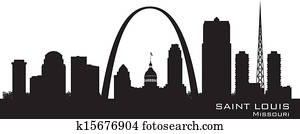 saint louis, missouri, horizonte cidade, vetorial, silueta saint louis, missouri, horizonte cidade, vetorial, silueta