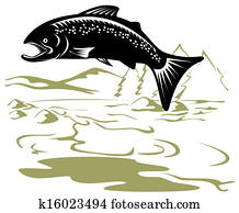 Salmon Fish Jumping Retro Salmon Fish Jumping Retro