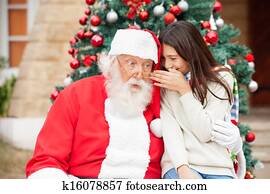 Santa Claus Listening To Girl's Wish Santa Claus Listening To Girl's Wish