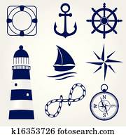 satz, von, marine, symbole satz, von, marine, symbole