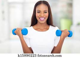 schwarze frau, trainieren