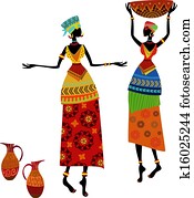 schön, negerin, in, traditionelles kostüm