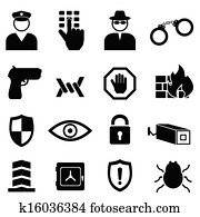 segurança, e, segurança, ícone, jogo