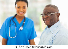 senior african american man in doctors office