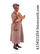 senior african woman using smart phone