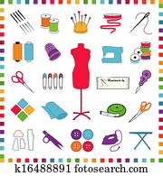 Sewing and Tailoring Icons, Pastels Sewing and Tailoring Icons, Pastels