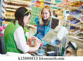 Shopping., verificação, em, supermercado, loja