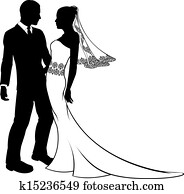 silueta, de, novia y novio, par wedding