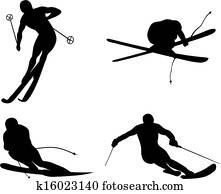 Skiing Silhouette Skiing Silhouette