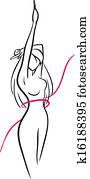 Slenderness Slender woman and ribbon