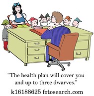 sneeuw wit, is, betrokken, over, gezondheid, dekking, voor, de, dwarves