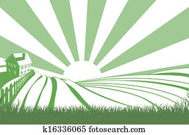 sol, sobre, colina, campos