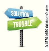 solution trouble road sign illustration design