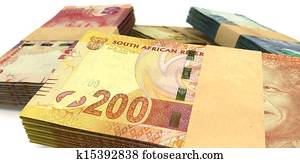 South African Rand Notes Bundles Stack Extreme Close South African Rand Notes Bundles Stack Extreme Close
