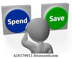 spend, gemme, knapper, forevise, køb, budget, eller, sparepenge