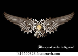 Steampunk wings vector background Steampunk wings vector background