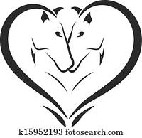 Stylized horses in love logo Stylized horses in love logo