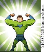 Super hero in suit in green background Super hero in suit in green background