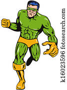 Super Hero Running Punching Retro Super Hero Running Punching Retro