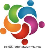 teamwork, forretningsfolk, logo