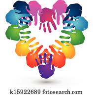 teamwork hands heart shape logo