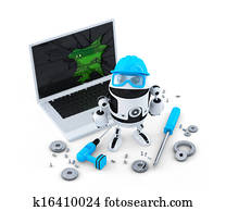 Technician fixing laptop. Technician fixing laptop.
