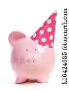 The pink  pig in a cap