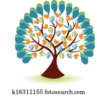 Tree hands and heart business logo