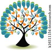Tree hands and heart logo