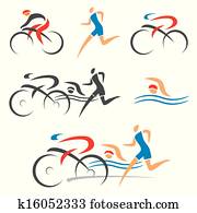 Triathlon cycling fitness icons Triathlon cycling fitness icons