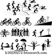 triathlon, maratona, pictograma