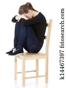 triste, adolescente, girl.