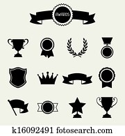 Trophy and awards icons set. Trophy and awards icons set.