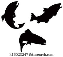 Trout Fish Silhouette Retro Trout Fish Silhouette Retro