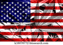 USA Flag on cannabis background USA Flag on cannabis background