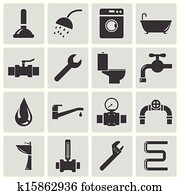 Vector black plumbing icons set Vector black plumbing icons set