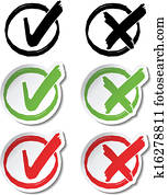 Vector circular check mark symbols