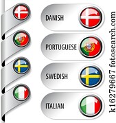 vetorial, língua, ponteiros, com, bandeira, para, teia, -, jogo, 2