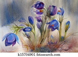 Watercolor painting of the beautiful spring flowers. Watercolor painting of the beautiful spring flowers.