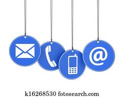 Web Contact Us Icons On Blue Tags