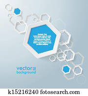 weiß blau, papier, sechsecke, linie