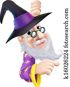 Wizard peeping round sign Wizard peeping round sign