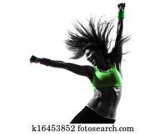 woman exercising fitness zumba dancing silhouette