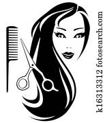 woman with long hair and scissors